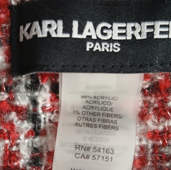 Karl Lagerfeld Paris' Scarf Blanket Woven Textured Tweed with Fringe in … - Picture 6 of 16